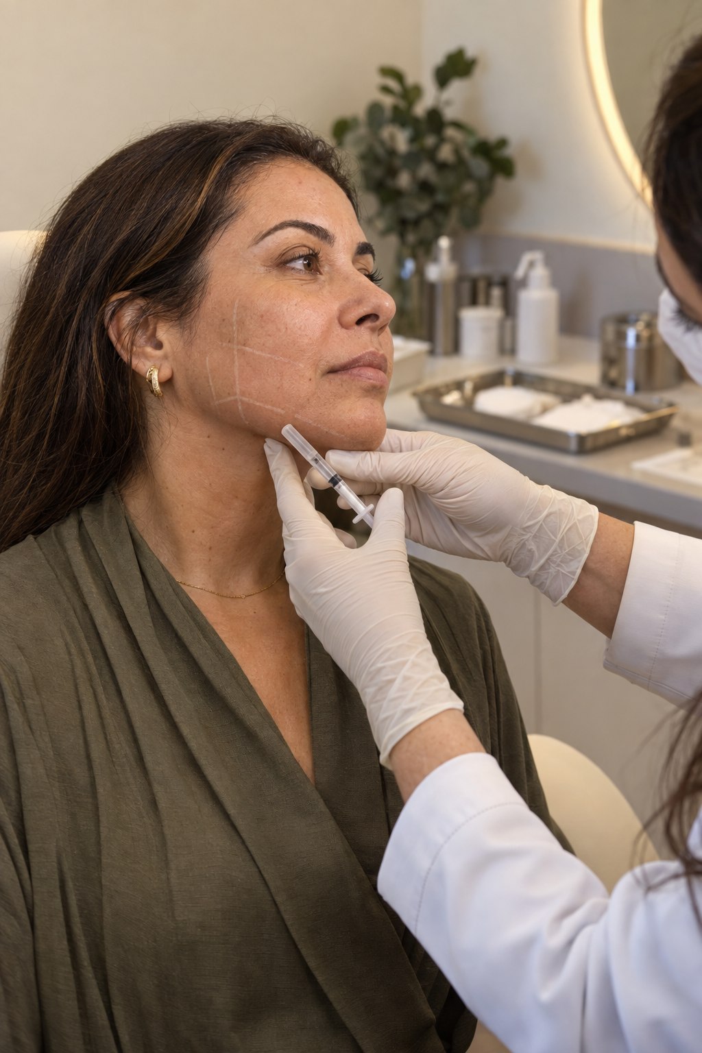 Procedimento de bioestimulação de colágeno em clínica estética