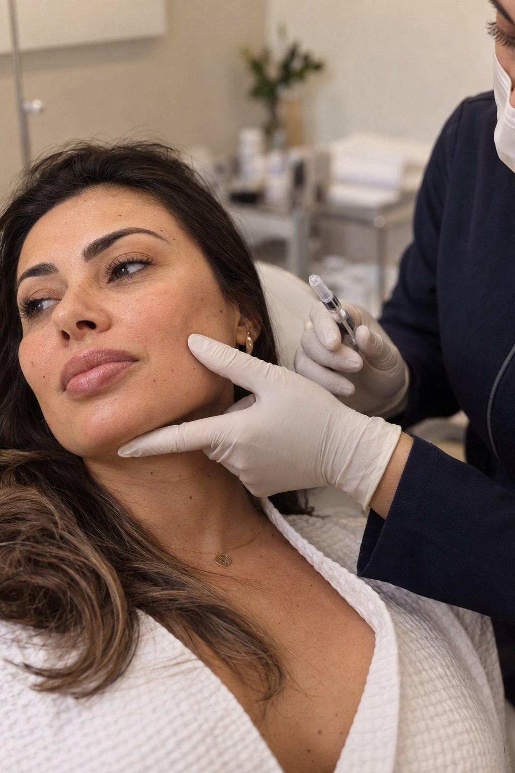Avaliação para preenchimento facial em ambiente clínico